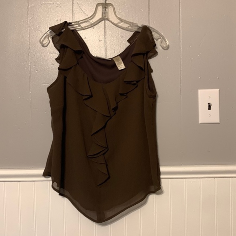 Liz Claiborne Ruffle Front Sleeveless Blouse